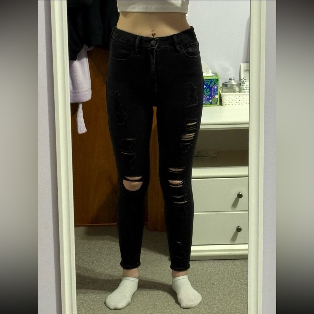 Hollister Ultra High-Rise Black Ripped Skinny Jeans
